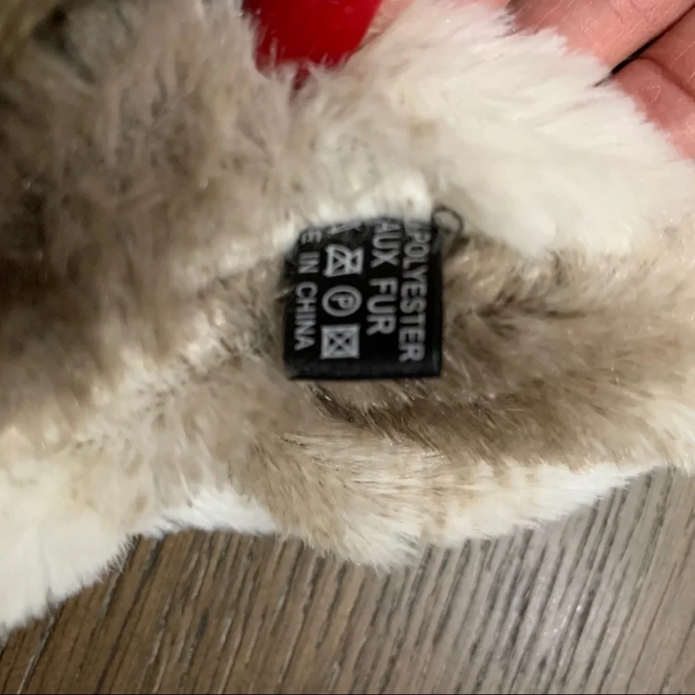 Brown and white faux fur scarf